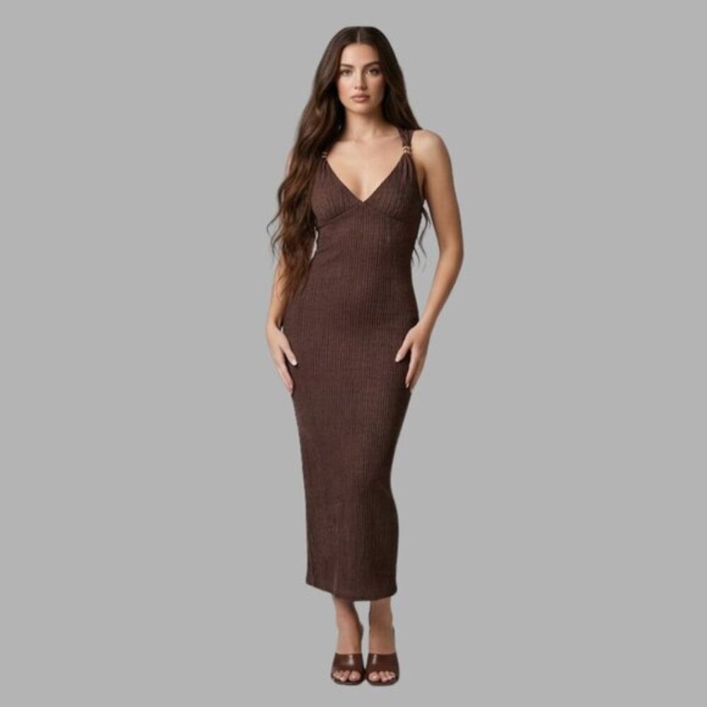Ribbed Espresso Maxi โ Criss-Cross Back Brown